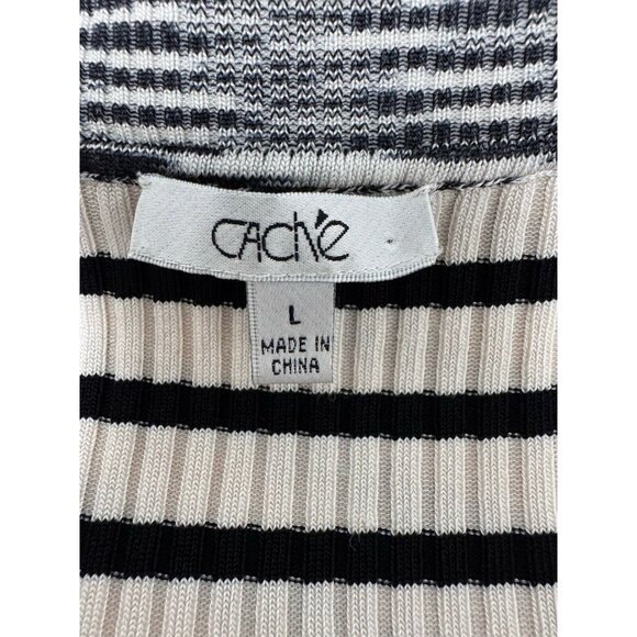 Cache women's striped stretch sweater round neck long sleeve size L - Picture 8 of 12